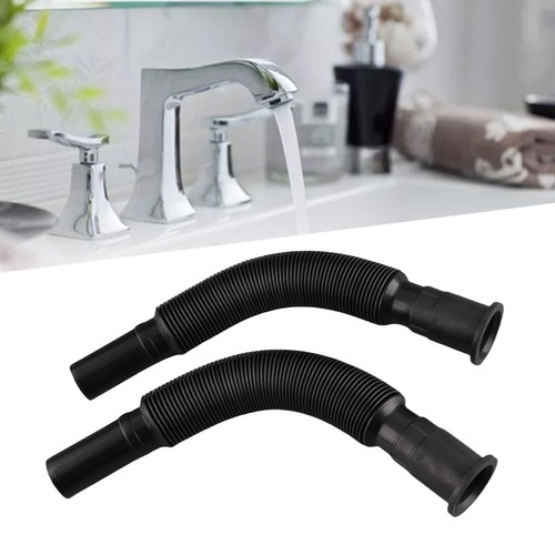 Black 2pcs basin drain pipe - black,